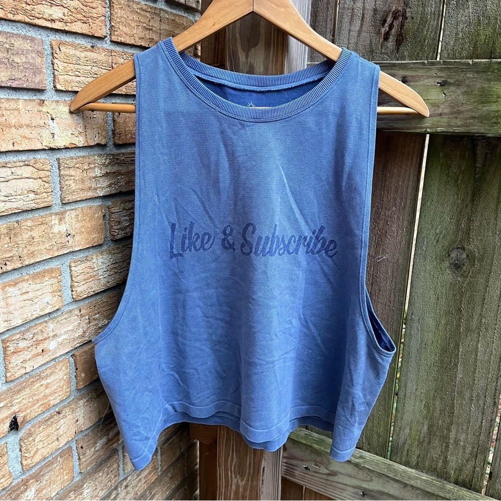 Aerie Blue Graphic Muscle Tee